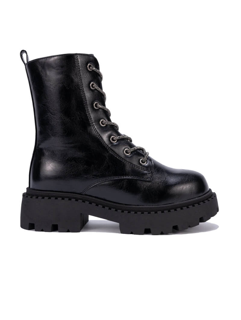 Bottines avec lacets en strass